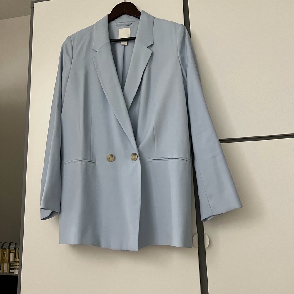 H&M light blue oversized blazer, size S, worn once
